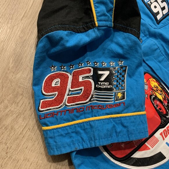 Disney Cars Lightning McQueen Racing Mechanic Pit Crew Button Shirt Youth 5/6 - Picture 5 of 7